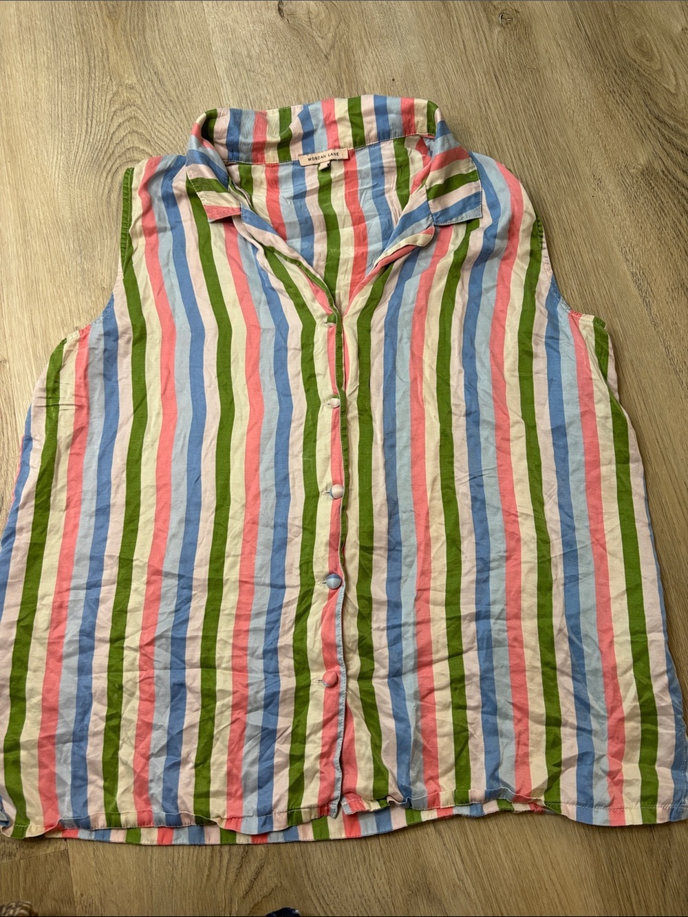 Morgan Lane x Anthropologie Jillian Silk Blend Sleep Top - Macaron Stripe small